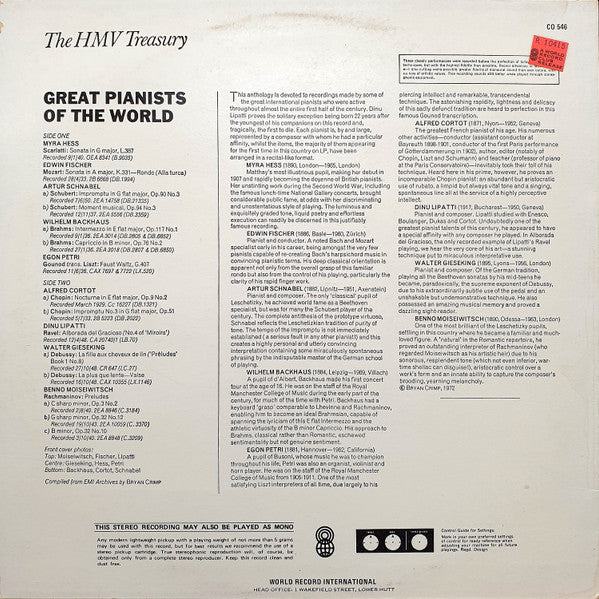 Various : Great Pianists Of The World (LP, Comp, Club)