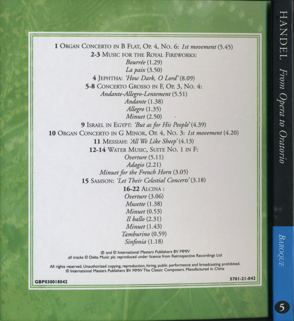 Georg Friedrich Händel : From Opera To Oratorio (CD, Comp, Har)