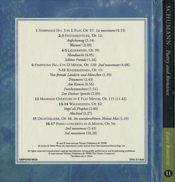 Schumann* : Poetry and Romance (CD, Comp)
