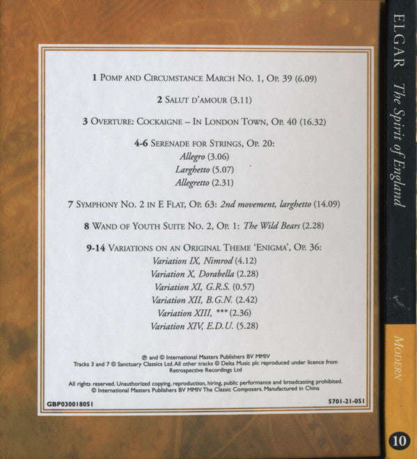 Elgar* : The Spirit Of England (CD, Comp, Har)