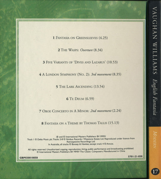 Vaughan Williams* : English Fantasia (CD, Comp, Har)
