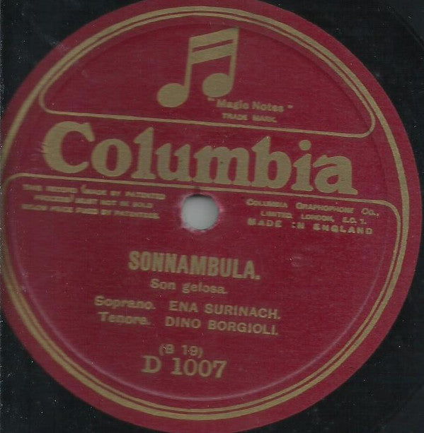 Ena Surinach, Dino Borgioli : Sonnambula - Son Gelosa / Sonnambula - D'un Pensiero (Shellac, 10")