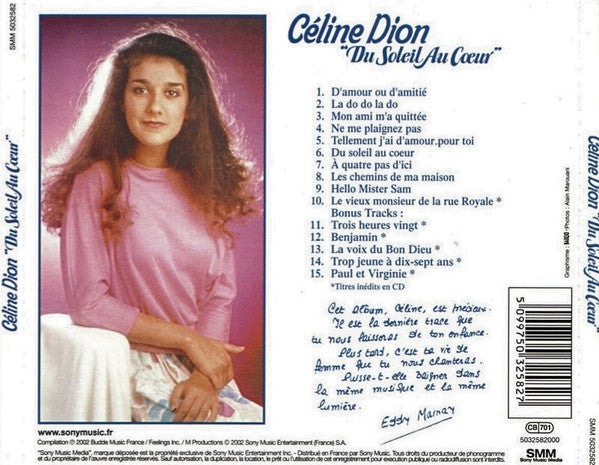 Céline Dion : Du Soleil Au Cœur (CD, Comp, RE, RM)
