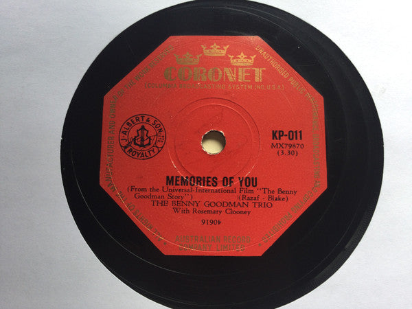 Benny Goodman Trio : It's Bad For Me/Memories of You (Shellac, 10", Single)