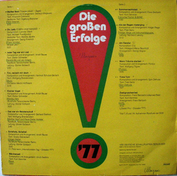 Various : Die Großen Amiga Erfolge 77 (LP, Comp)