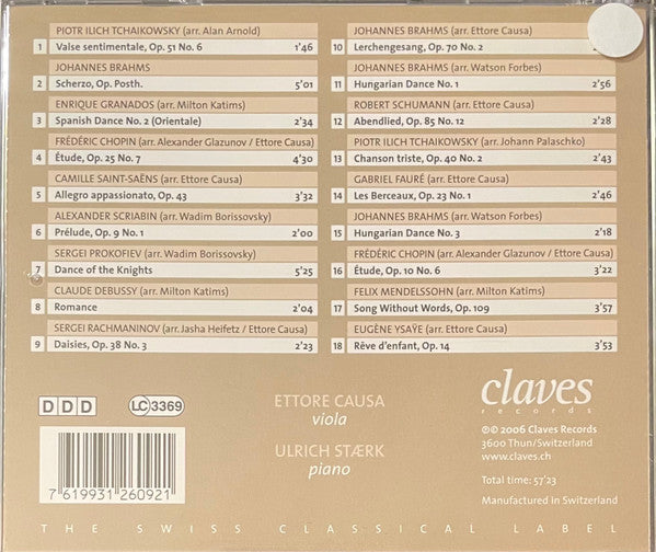 Ettore Causa, Ulrich Stærk : Romantic Transcriptions For Viola And Piano (CD)