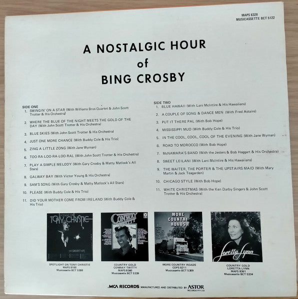 Bing Crosby : A Nostalgic Hour Of Bing Crosby (LP, Comp)