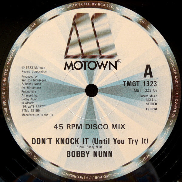 Bobby Nunn : Don't Knock It (Until You Try It) B/W Private Party (12", Single)