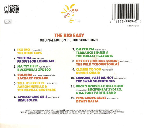 Various : The Big Easy (Original Motion Picture Soundtrack) (CD, Comp, RE)