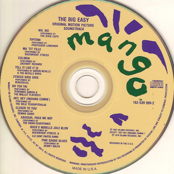 Various : The Big Easy (Original Motion Picture Soundtrack) (CD, Comp, RE)