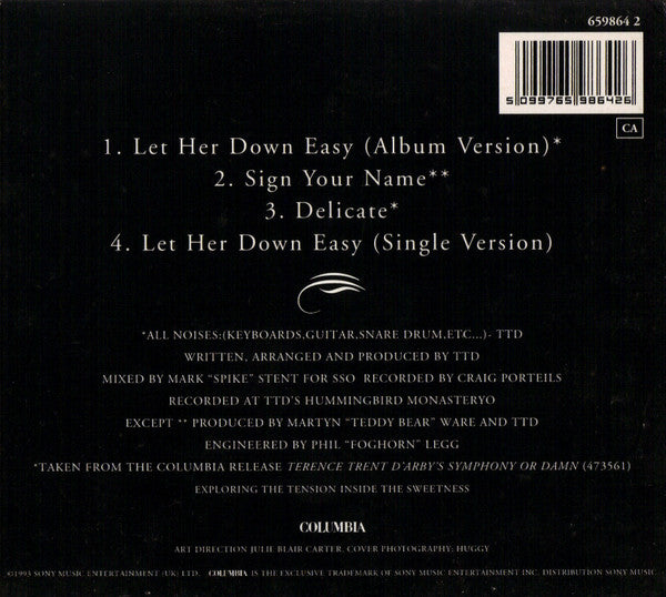 Terence Trent D'Arby : Terence Trent D'Arby's Let Her Down Easy (CD, Single)