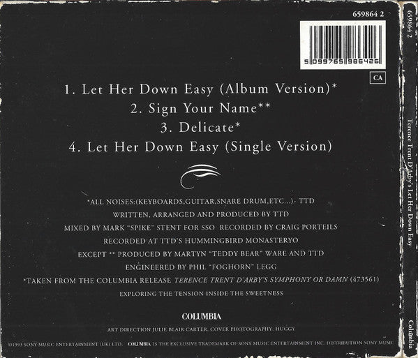 Terence Trent D'Arby : Terence Trent D'Arby's Let Her Down Easy (CD, Single)