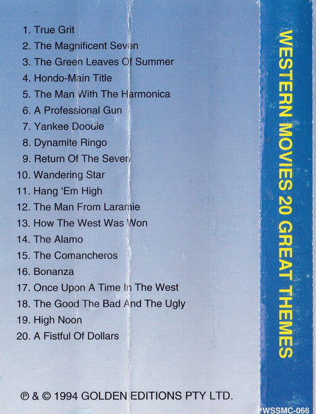 The Hollywood Studio Orchestra : Western Movies 20 Great Themes (Cass, Album)