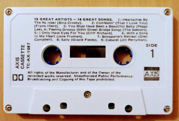 Various : 18 Great Artists - 18 Great Songs (Cass, Comp)
