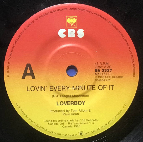 Loverboy : Lovin' Every Minute Of It (7", Single)