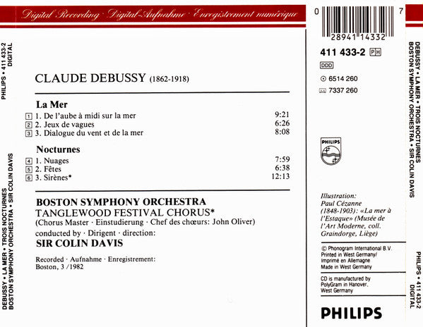 Claude Debussy -- Boston Symphony Orchestra / Sir Colin Davis : La Mer / Trois Nocturnes (CD, Album, RE)