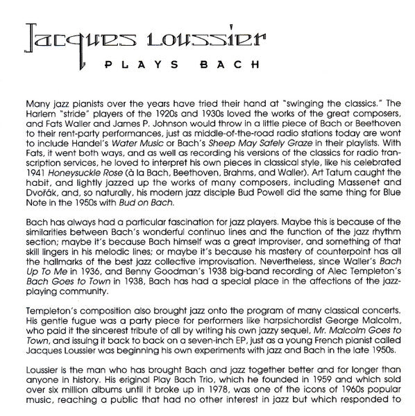 Jacques Loussier : Plays Bach (CD, Comp)