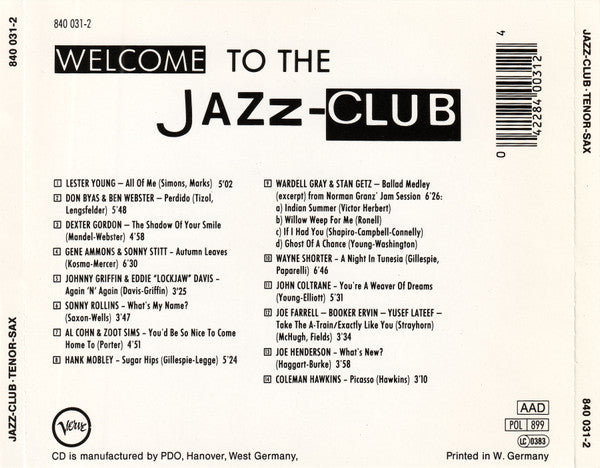 Various : Jazz-Club • Tenor Sax (CD, Comp)