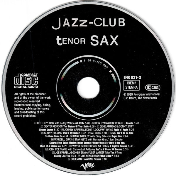 Various : Jazz-Club • Tenor Sax (CD, Comp)