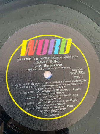 Joni Eareckson : Joni's Song (LP, Album)
