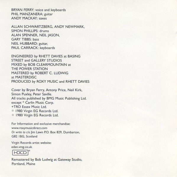 Roxy Music : Flesh + Blood (HDCD, Album, RE, RM)