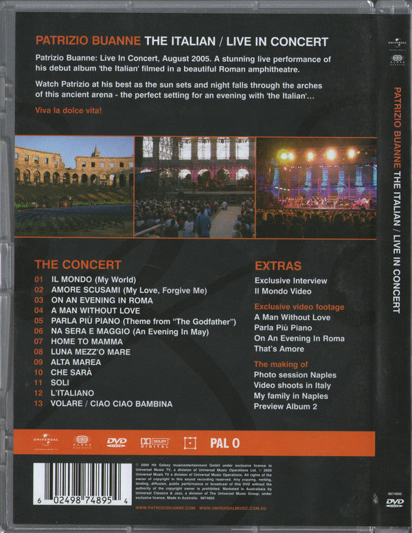 Patrizio Buanne : The Italian Live In Concert (DVD-V, PAL)