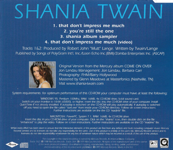 Shania Twain : That Don't Impress Me Much (CD, Single, Enh, CD2)