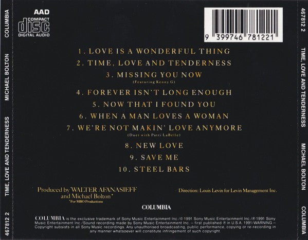Michael Bolton : Time, Love & Tenderness (CD, Album, RE)
