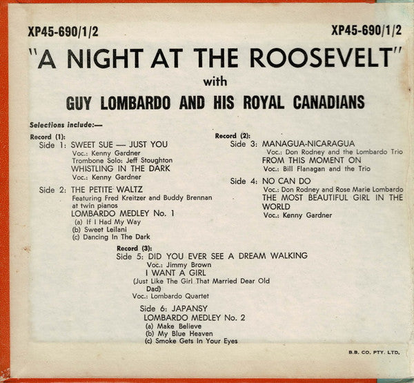 Guy Lombardo And His Royal Canadians : A Night At The Roosevelt (3x7", Album)