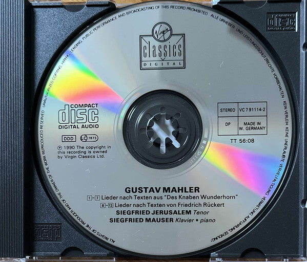 Mahler*, Siegfried Jerusalem, Siegfried Mauser : Des Knaben Wunderhorn • Rückert Lieder (CD)