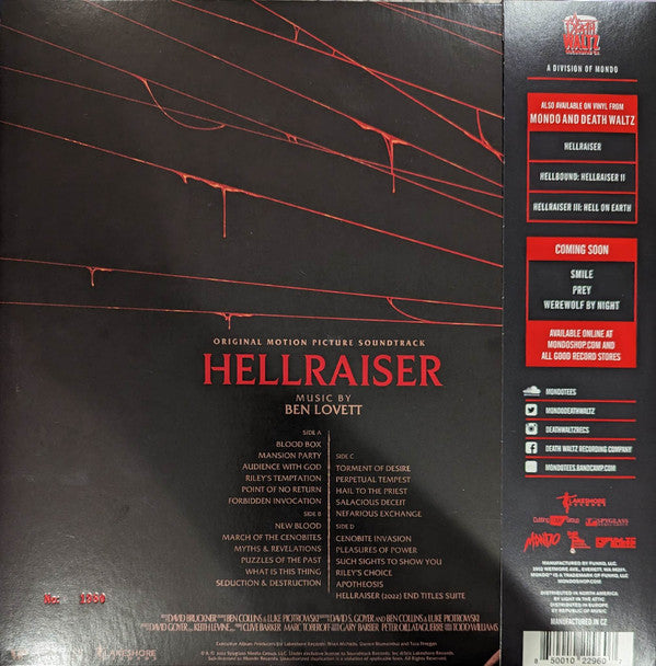 Ben Lovett : Hellraiser (Original Motion Picture Soundtrack) (LP, Gol + LP, Pin + Album, Num, Hel)