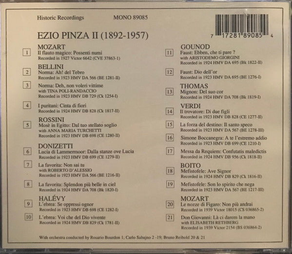 Ezio Pinza : Lebendige Vergangenheit - Ezio Pinza II (CD, Mono)