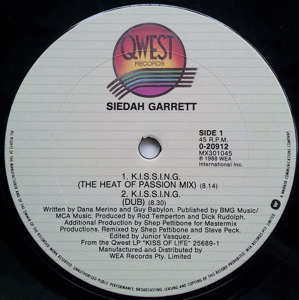 Siedah Garrett : K.I.S.S.I.N.G. (12")