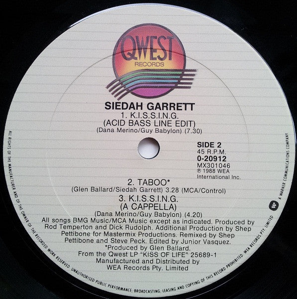 Siedah Garrett : K.I.S.S.I.N.G. (12")