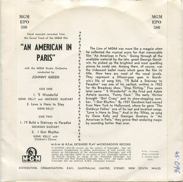 Gene Kelly And Georges Guetary* : An American In Paris (7", EP)