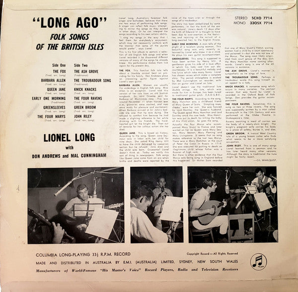 Lionel Long : Long Ago (LP, Album, Mono)