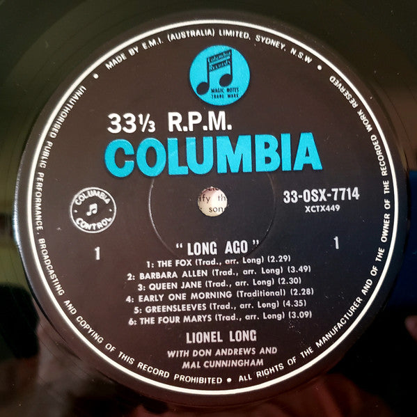 Lionel Long : Long Ago (LP, Album, Mono)