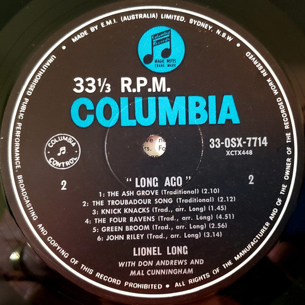 Lionel Long : Long Ago (LP, Album, Mono)