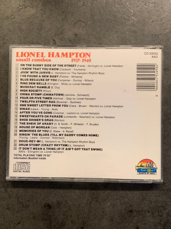 Lionel Hampton : Small Combos 1937-1940 (CD, Comp)