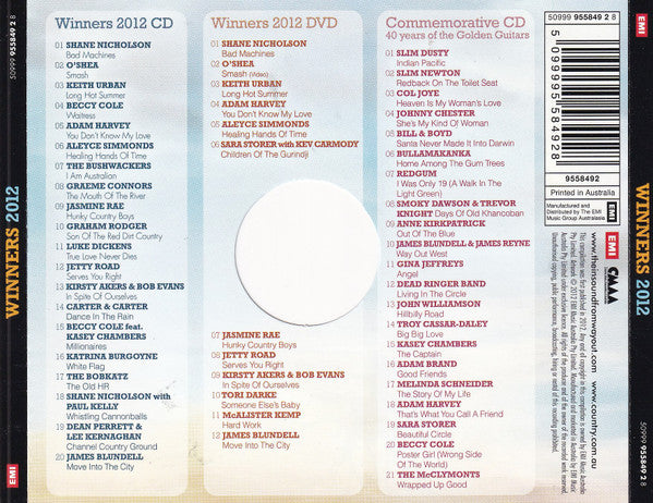 Various : Winners 2012 (Featuring Finalists From The 40th Jayco Country Music Awards Of Australia) (2xCD + DVD)