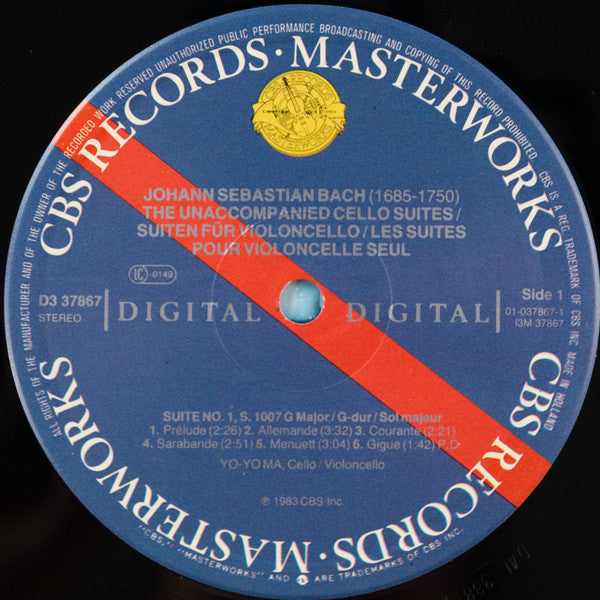 J.S. Bach*, Yo-Yo Ma : The Unaccompanied Cello Suites / Suiten Für Violoncello / Les Suites Pour Violoncelle Seul (3xLP + Box)