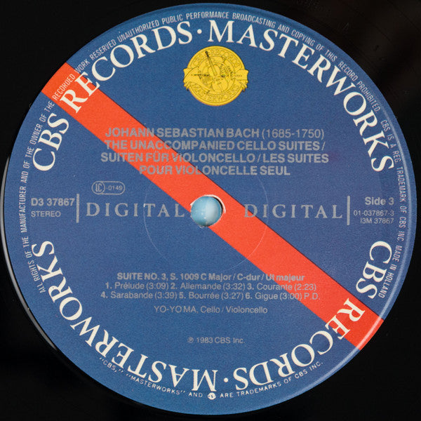 J.S. Bach*, Yo-Yo Ma : The Unaccompanied Cello Suites / Suiten Für Violoncello / Les Suites Pour Violoncelle Seul (3xLP + Box)