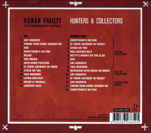 Hunters & Collectors : Human Frailty 20th Anniversary Edition (CD, Album, RM + DVD, Comp)