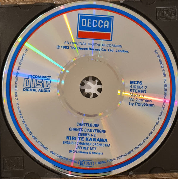 Kiri Te Kanawa, Canteloube*, English Chamber Orchestra, Jeffrey Tate : Chants D'Auvergne (Vol. 1: Series 1–3) (CD, Album)