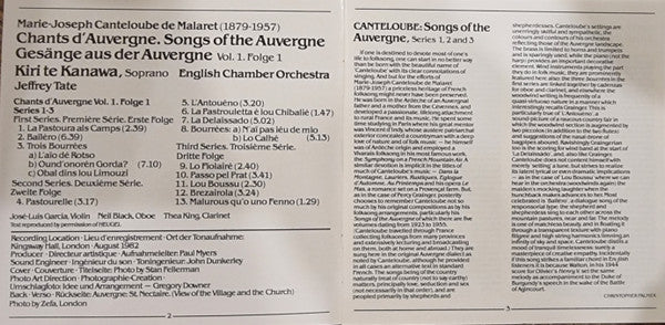 Kiri Te Kanawa, Canteloube*, English Chamber Orchestra, Jeffrey Tate : Chants D'Auvergne (Vol. 1: Series 1–3) (CD, Album)