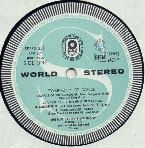 Musical Arts Symphony Orchestra Of New York Conducted By Leonard Sorkin : Symphony Of The Dance (LP, Club)