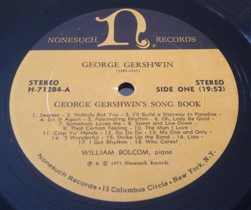 George Gershwin - William Bolcom : Piano Music By George Gershwin (LP, Album)