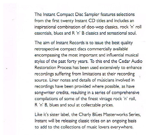 Various : The Instant CD Sampler  Vol 1 (CD, Album, Comp)