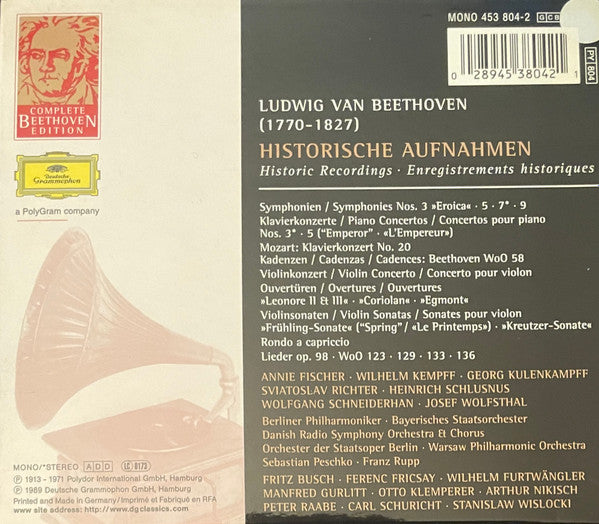 Beethoven* : Historische Aufnahmen = Historic Recordings = Enregistrements Historiques (Box, Comp, Sli + 6xCD, Comp, Mono, RM)