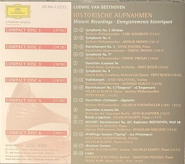 Beethoven* : Historische Aufnahmen = Historic Recordings = Enregistrements Historiques (Box, Comp, Sli + 6xCD, Comp, Mono, RM)